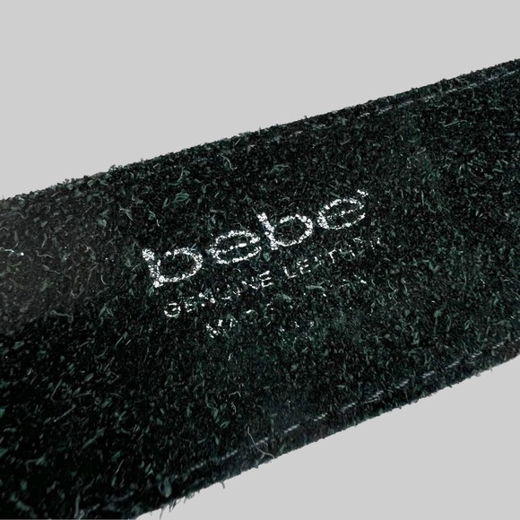 Bebe Cross Buckle Black Leather Belt Rhinestone Studded Women's Size S/M - Picture 14 of 14